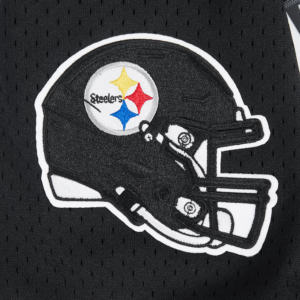 NFL PITTSBURGH STEELERS T.J. WATT #90 CLASSIC MESH PNN MEN'S MESH BUTTON DOWN SHIRT (BLACK/YELLOW) - Image 7