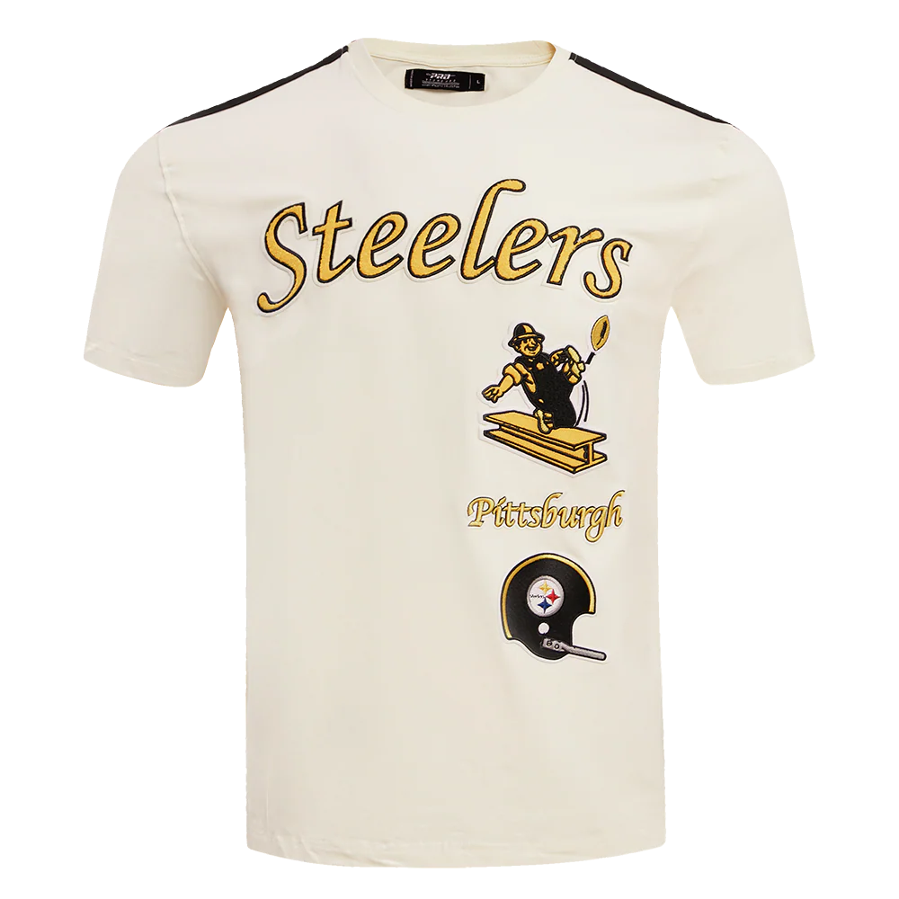 NFL PITTSBURGH STEELERS RETRO CLASSIC MEN'S STRIPED TEE (EGGSHELL/ BLACK)