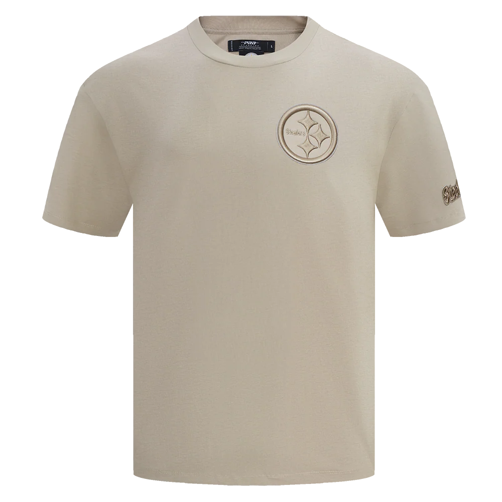 NFL PITTSBURGH STEELERS NEUTRAL COTTON JERSEY DROP SHOULDER TEE (TAUPE)