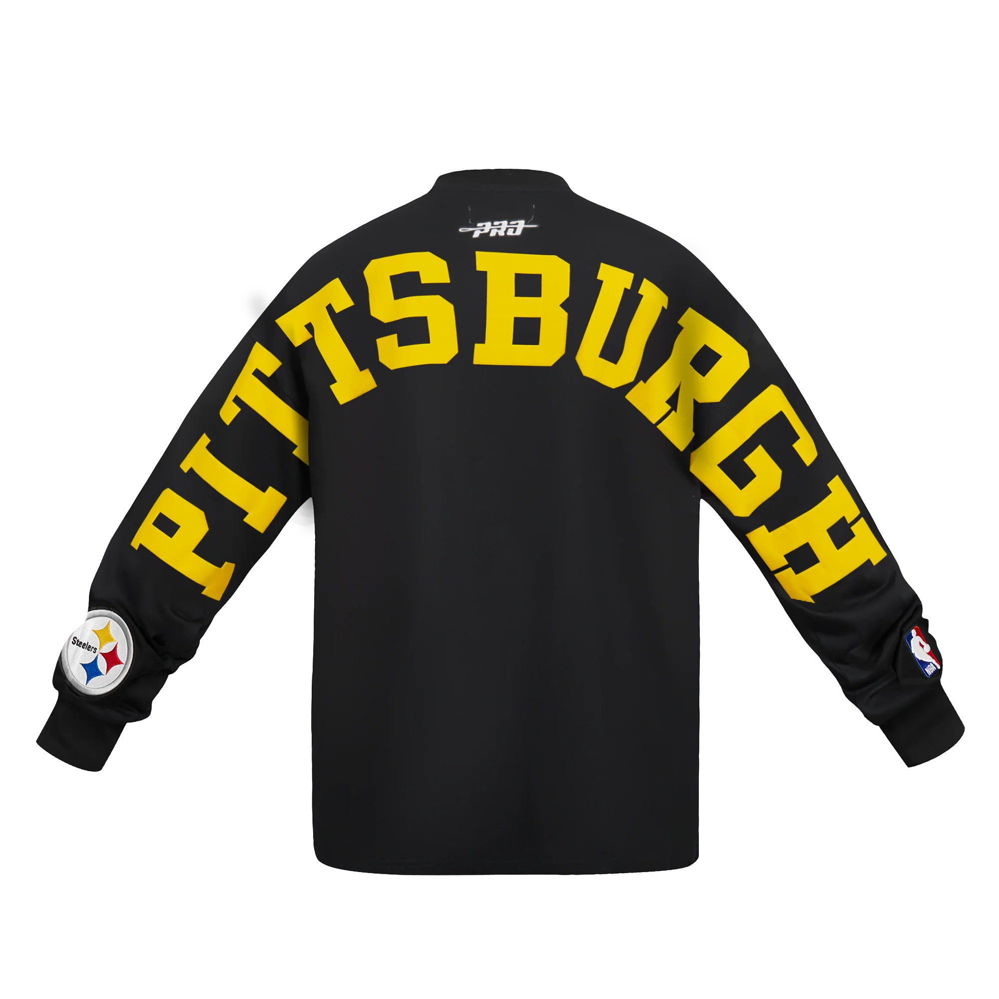 NFL PITTSBURGH STEELERS WINGSPAN MEN'S DROP SHOULDER LONG SLEEVE TEE (BLACK) - Image 7