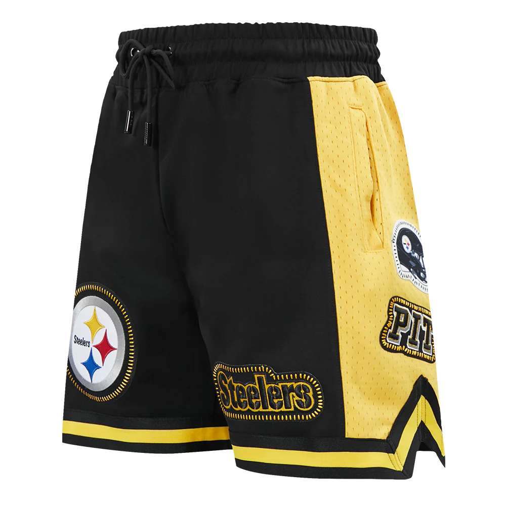 NFL PITTSBURGH STEELERS DIY PICK STITCH MEN'S DOUBLE KNIT 2.0 SHORT (BLACK/YELLOW) - Image 4