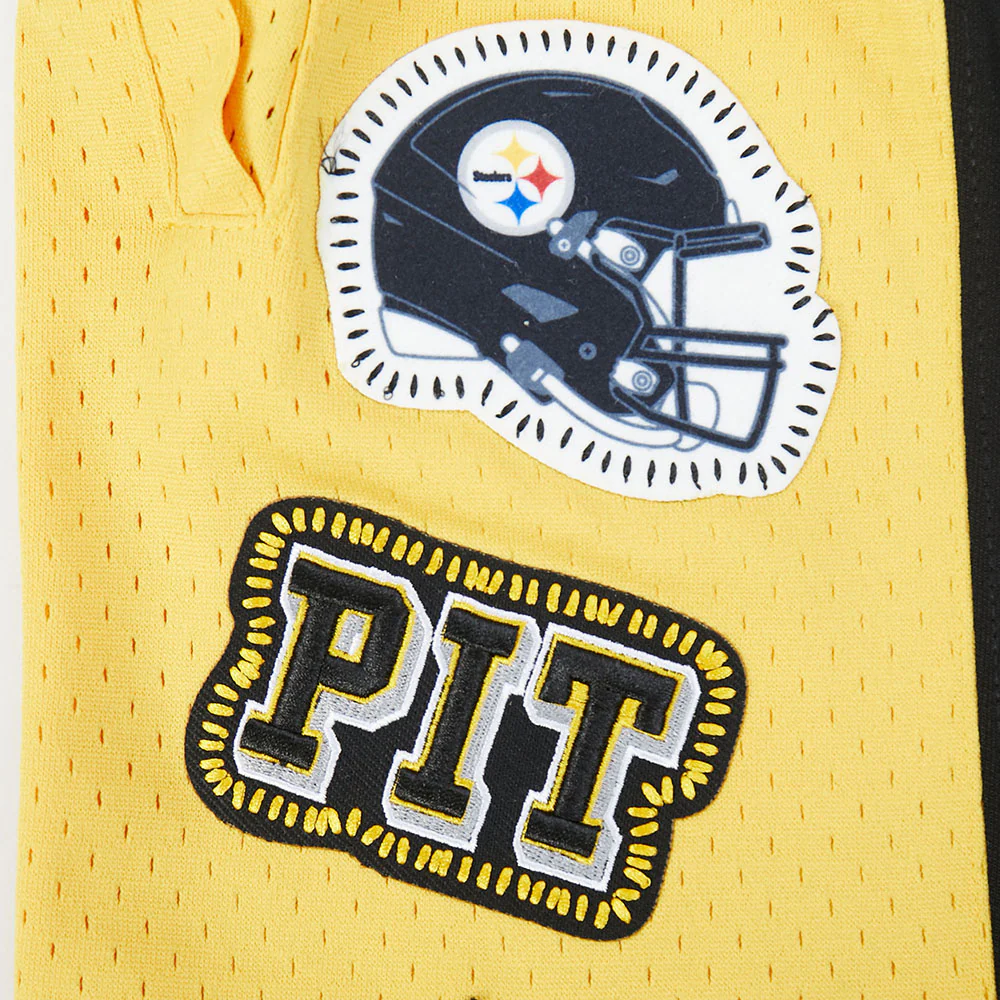 NFL PITTSBURGH STEELERS DIY PICK STITCH MEN'S DOUBLE KNIT 2.0 SHORT (BLACK/YELLOW) - Image 9