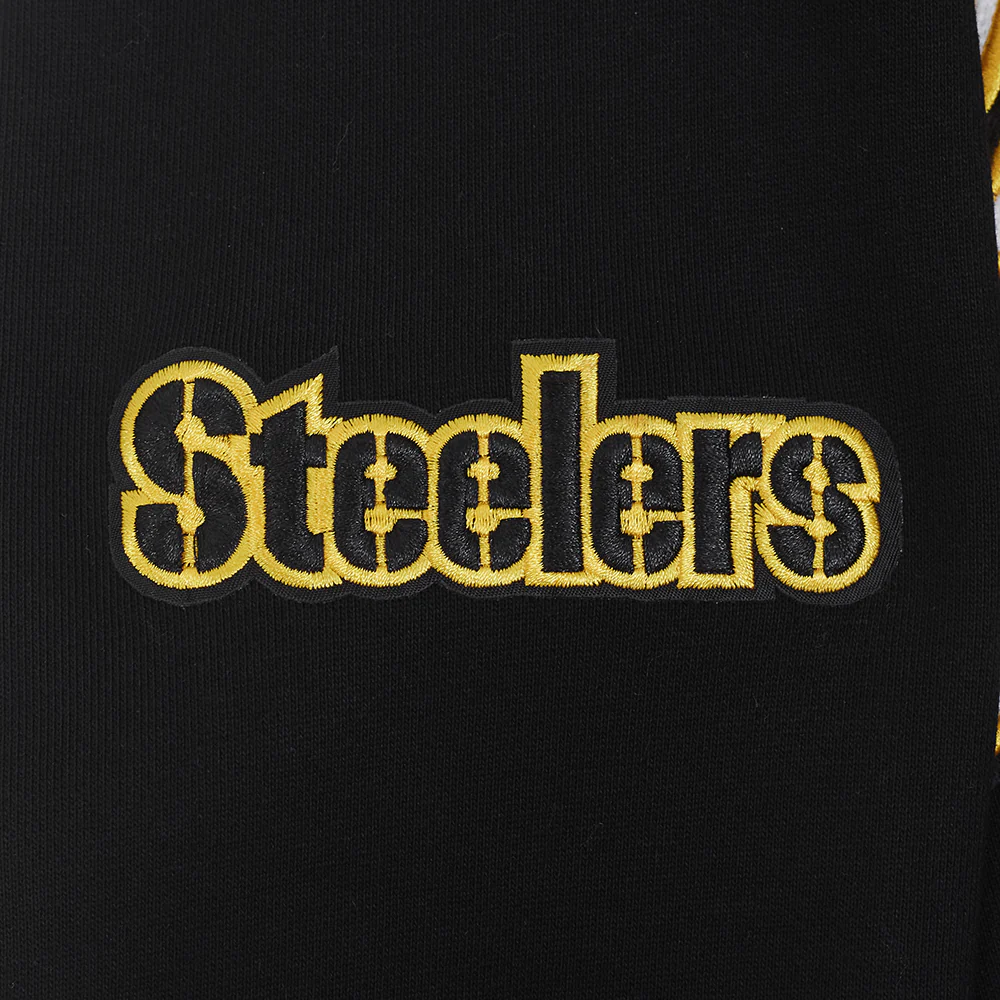 NFL PITTSBURGH STEELERS SCRIPT TAIL MEN'S RIB FLC PO HOODIE (BLACK/YELLOW) - Image 9