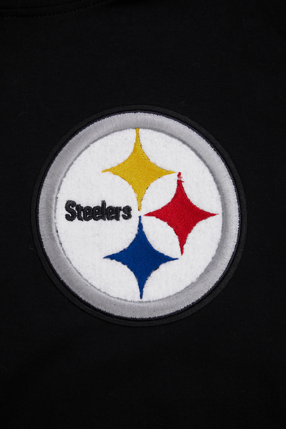 NFL PITTSBURGH STEELERS CLASSIC CHENILLE MEN'S DOUBLE KNIT PULLOVER HOODIE (BLACK) - Image 6
