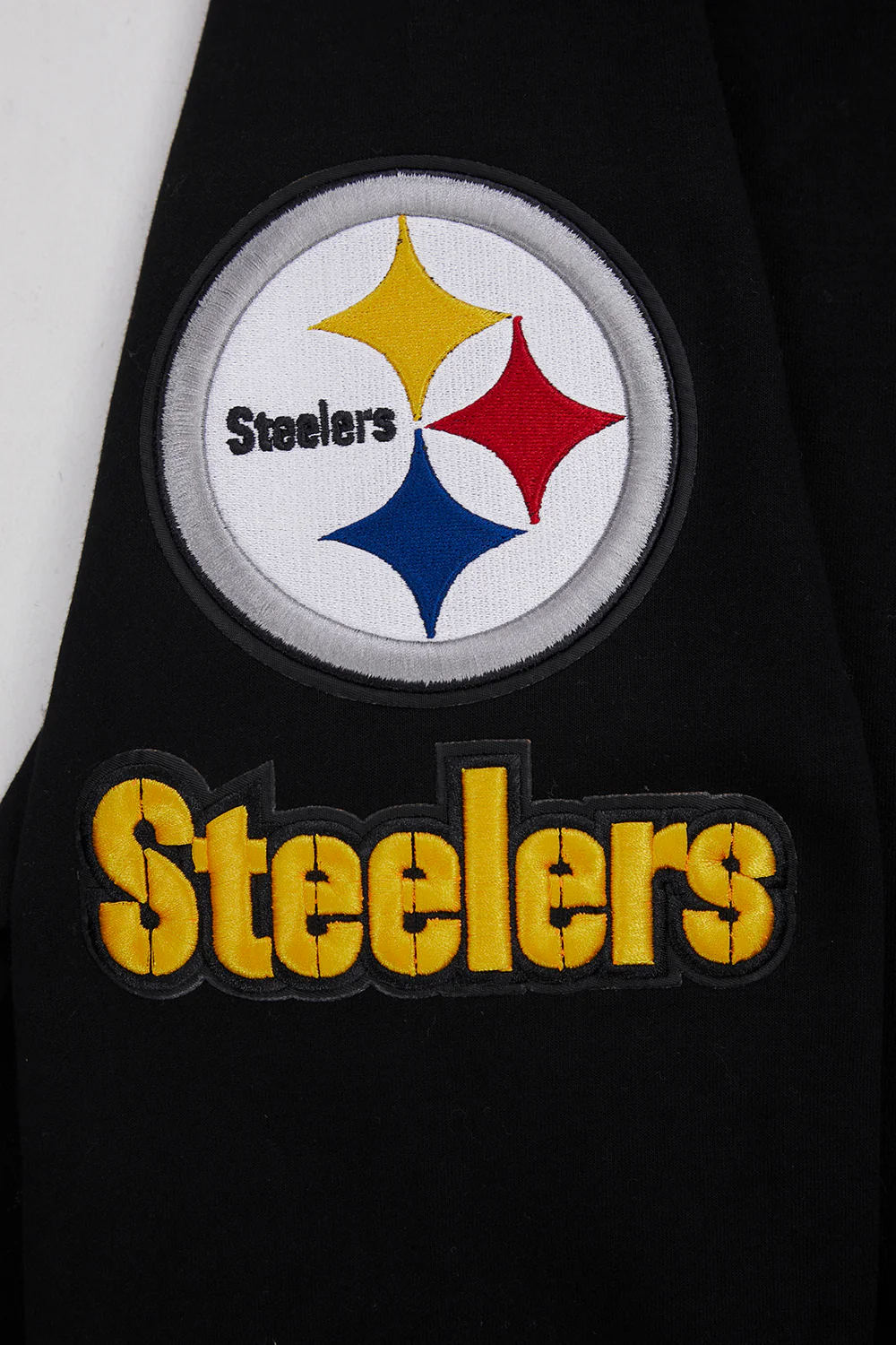 NFL PITTSBURGH STEELERS CLASSIC CHENILLE MEN'S DOUBLE KNIT PULLOVER HOODIE (BLACK) - Image 7