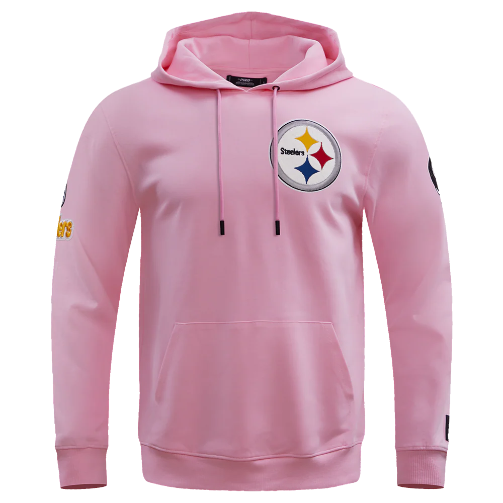 NFL PITTSBURGH STEELERS CLASSIC CHENILLE MEN'S PO HOODIE (PINK)