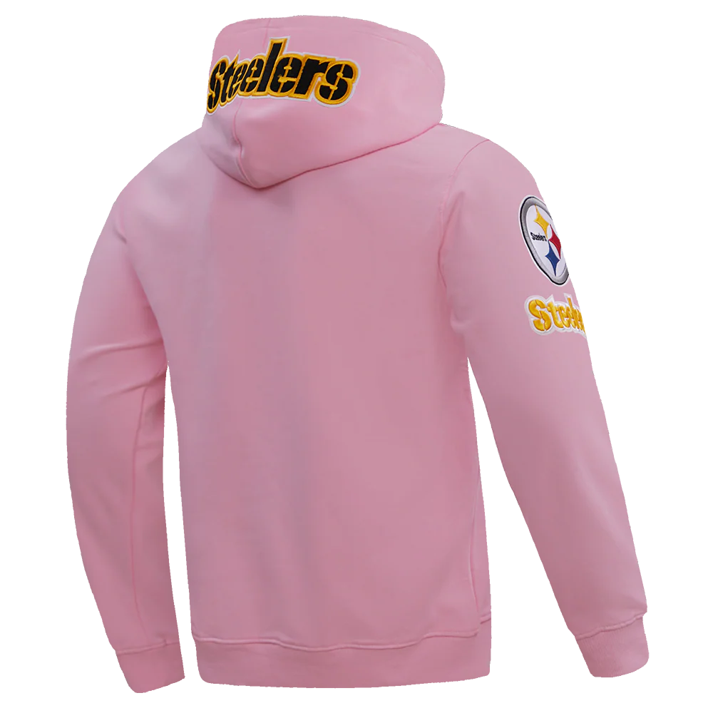 NFL PITTSBURGH STEELERS CLASSIC CHENILLE MEN'S PO HOODIE (PINK) - Image 3