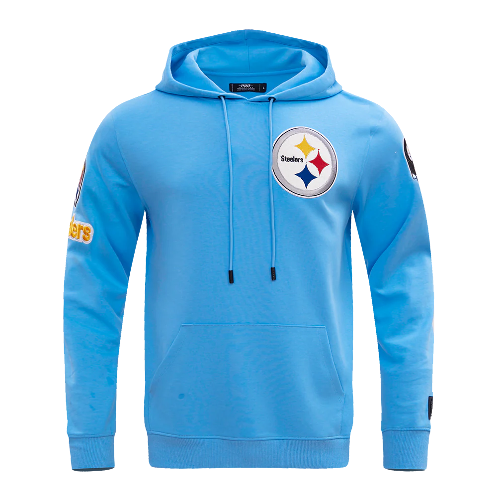 NFL PITTSBURGH STEELERS CLASSIC CHENILLE MEN'S PO HOODIE (UNIVERSITY BLUE)