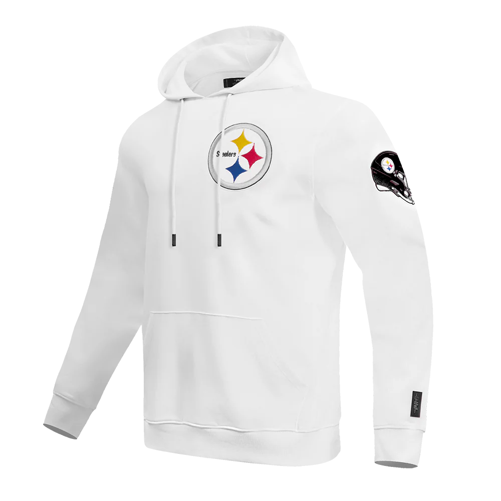 NFL PITTSBURGH STEELERS CLASSIC CHENILLE MEN'S DOUBLE KNIT PULLOVER HOODIE (WHITE) - Image 2