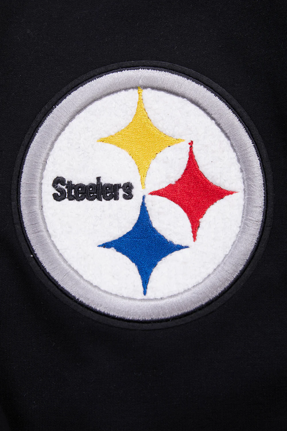 NFL PITTSBURGH STEELERS CLASSIC CHENILLE MEN'S DOUBLE KNIT FULL ZIP HOODIE (BLACK) - Image 6