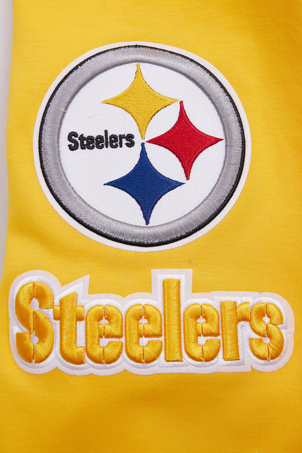 NFL PITTSBURGH STEELERS CLASSIC CHENILLE MEN'S DOUBLE KNIT  FULL ZIP HOODIE (YELLOW) - Image 7