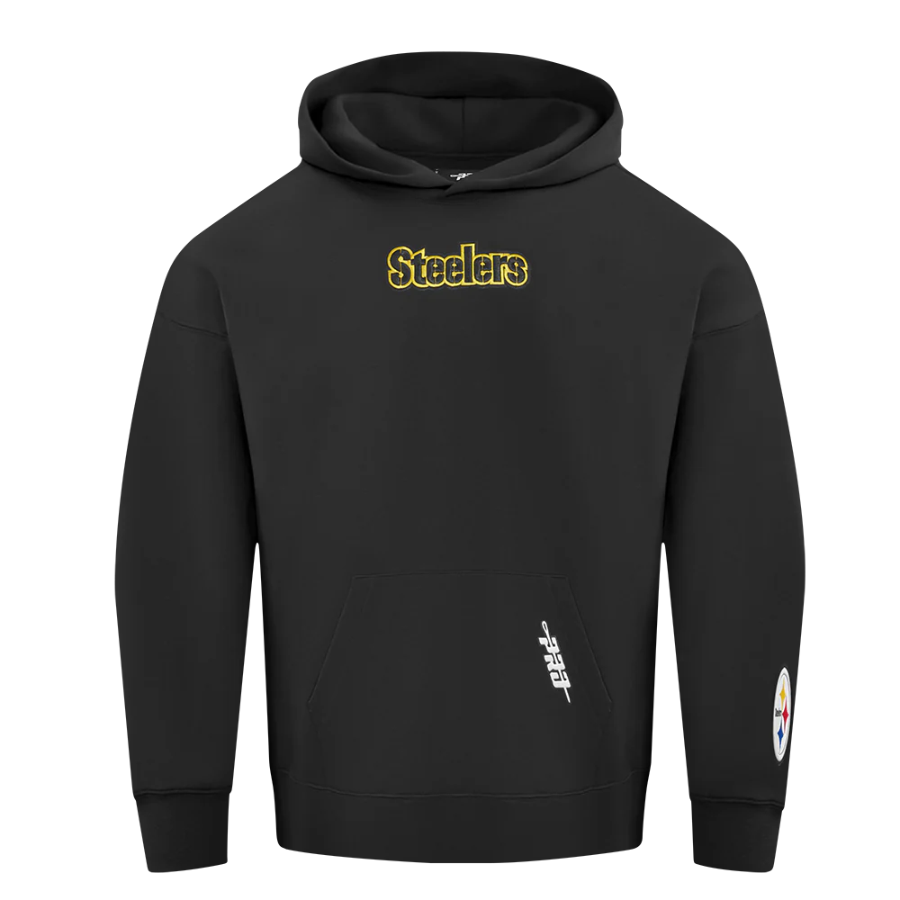 NFL PITTSBURGH STEELERS WINGSPAN MEN'S DROP SHOULDER PULLOVER HOODIE (BLACK) - Image 3
