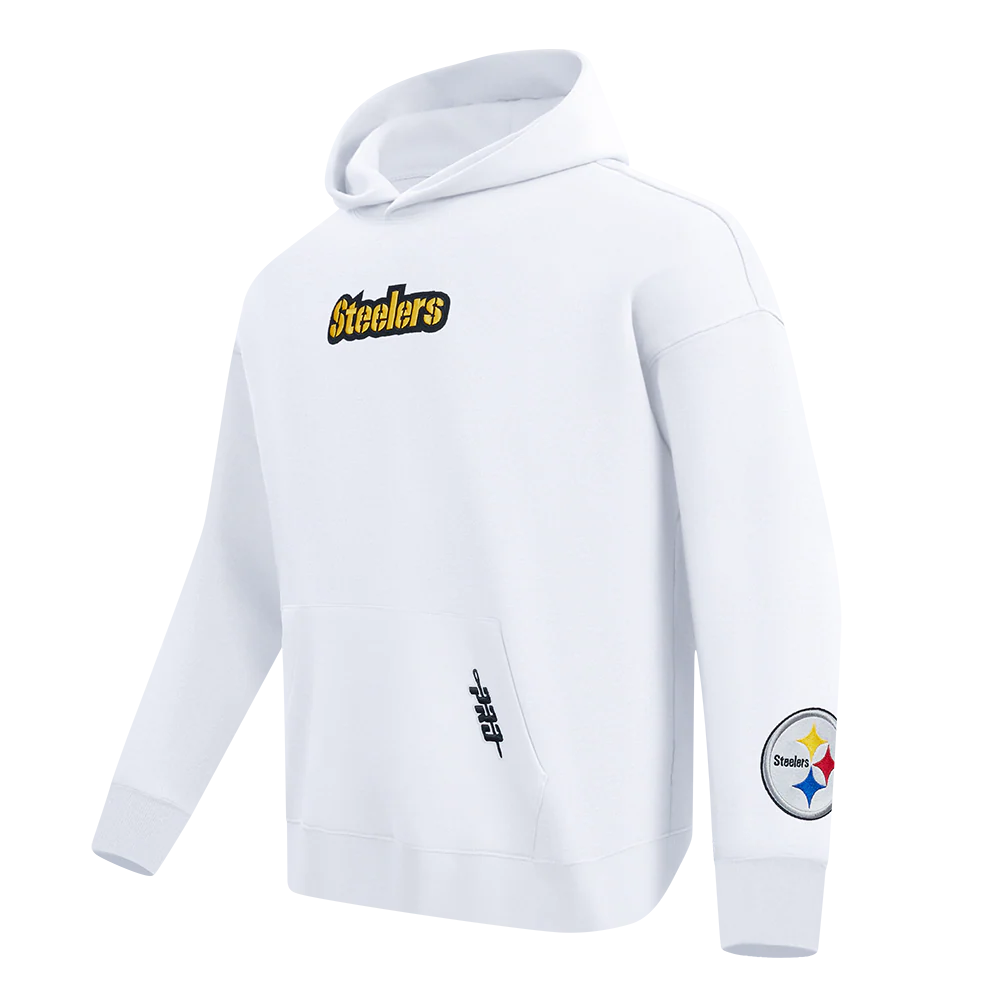 NFL PITTSBURGH STEELERS WINGSPAN MEN'S DROP SHOULDER PO HOODIE (WHITE) - Image 3