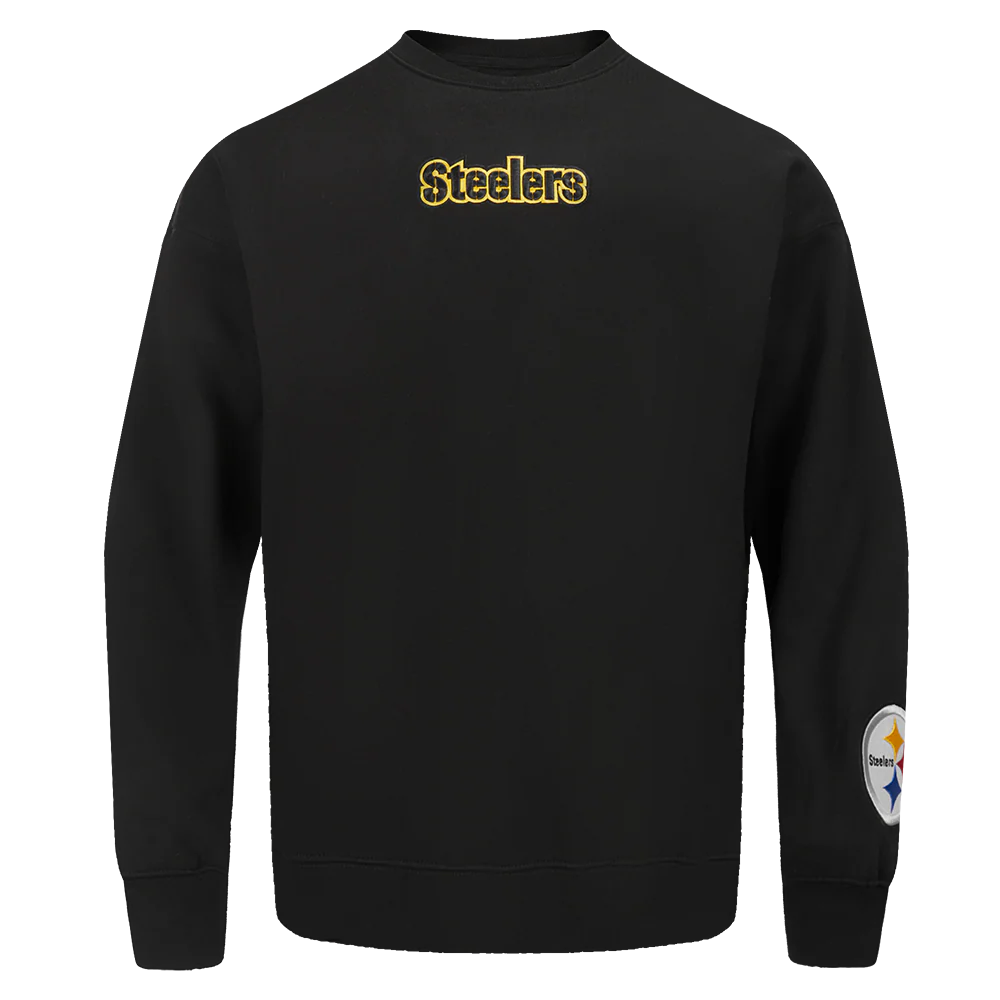 NFL PITTSBURGH STEELERS WINGSPAN MEN'S DROP SHOULDER FLEECE CREWNECK (BLACK) - Image 3