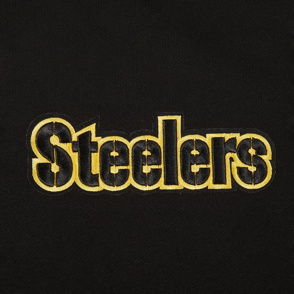 NFL PITTSBURGH STEELERS WINGSPAN MEN'S DROP SHOULDER FLEECE CREWNECK (BLACK) - Image 8