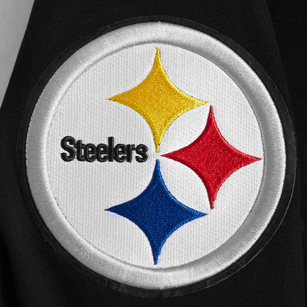 NFL PITTSBURGH STEELERS TEAM PENNANTS MEN'S RIB FLEECE PULLOVER HOODIE (BLACK/YELLOW) - Image 6