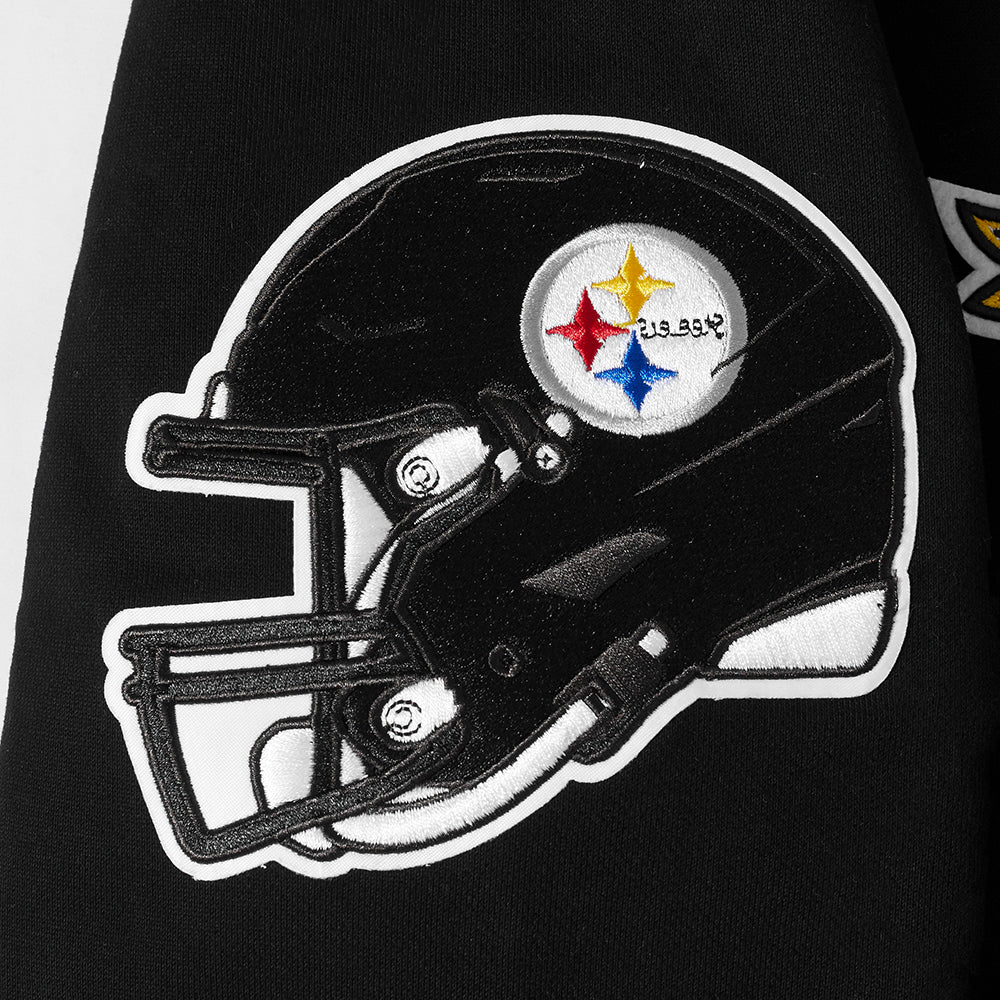 NFL PITTSBURGH STEELERS TEAM PENNANTS MEN'S RIB FLEECE PULLOVER HOODIE (BLACK/YELLOW) - Image 7