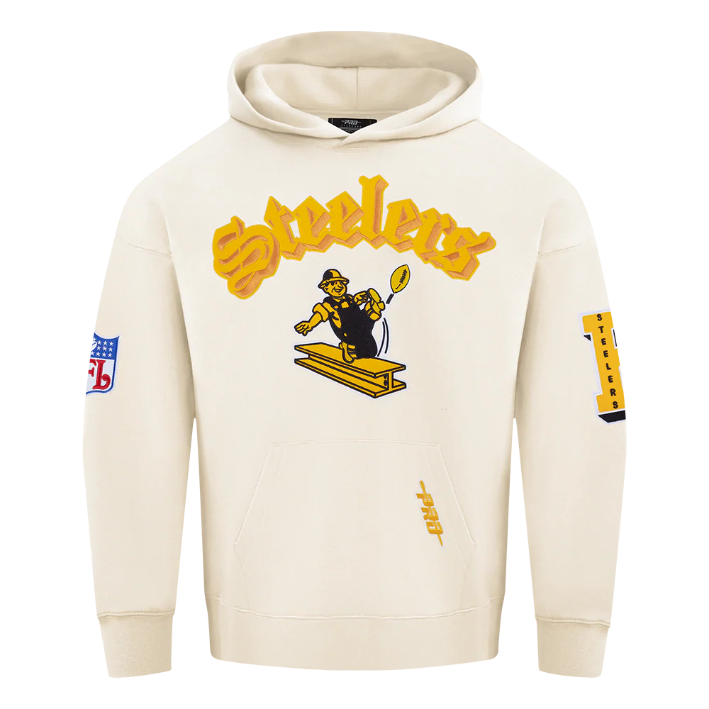 NFL PITTSBURGH STEELERS BEST OF MEN'S DROP SHOULDER FLC PO HOODIE (EGGSHELL) - Image 5