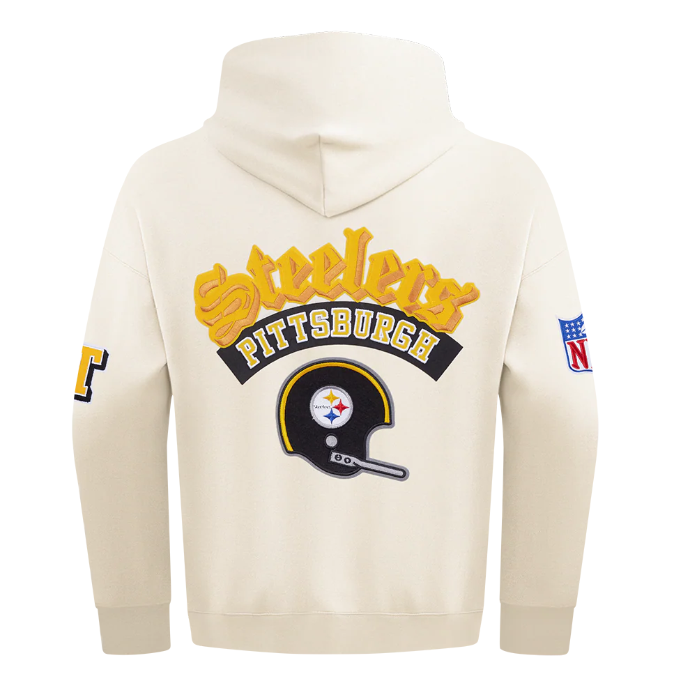 NFL PITTSBURGH STEELERS BEST OF MEN'S DROP SHOULDER FLC PO HOODIE (EGGSHELL) - Image 7