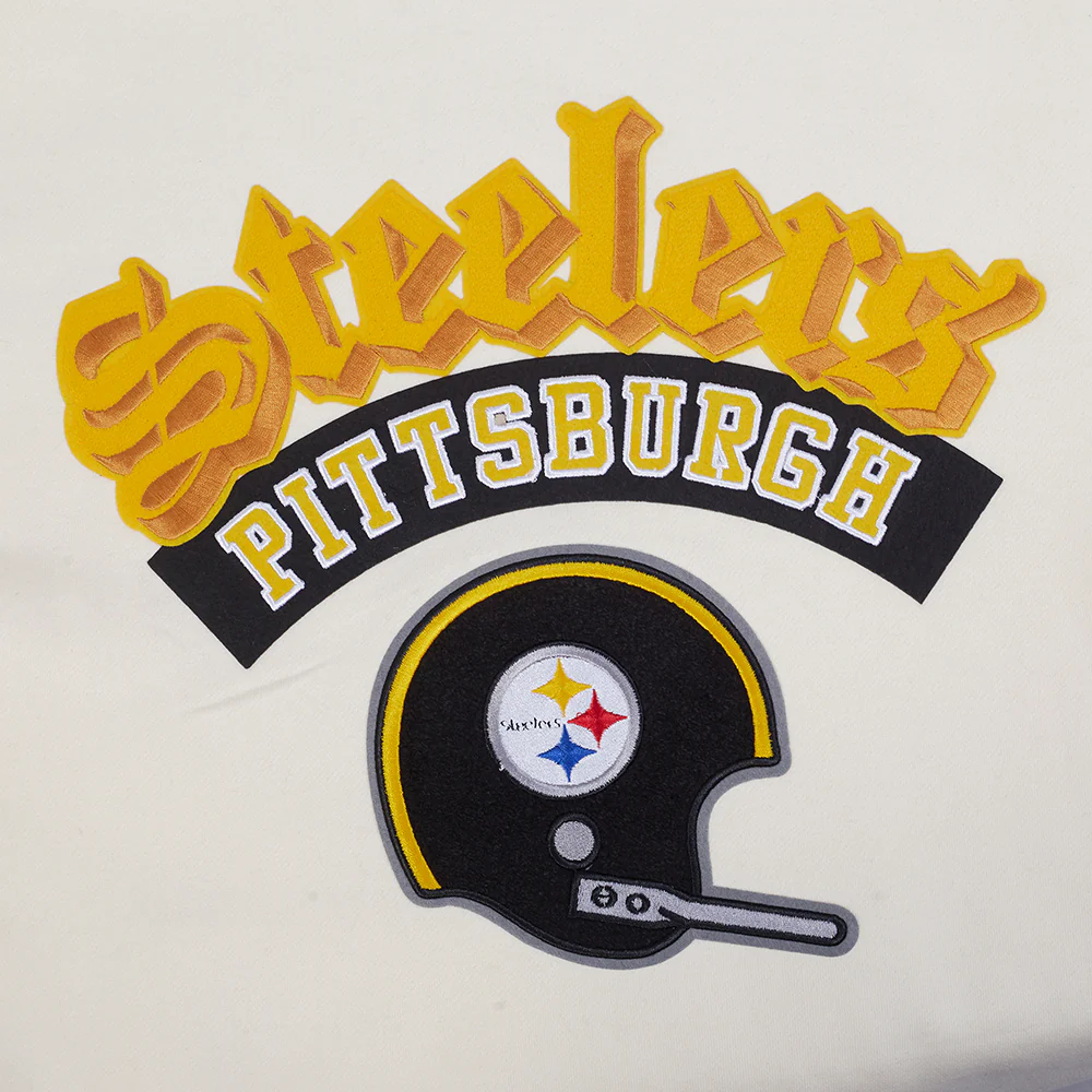 NFL PITTSBURGH STEELERS BEST OF MEN'S DROP SHOULDER FLC PO HOODIE (EGGSHELL) - Image 9
