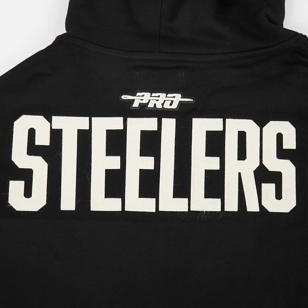 NFL PITTSBURGH STEELERS MODERN ORIGINALS MEN'S FLC PO HOODIE (BLACK) - Image 8