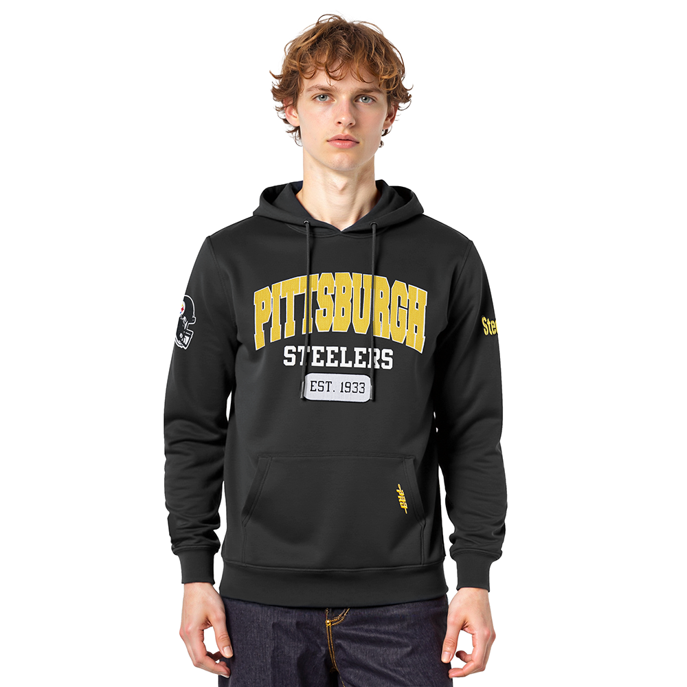 NFL PITTSBURGH STEELERS CITY ARCH MEN'S FLC PO HOODIE (BLACK)