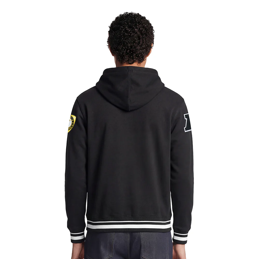 NFL PITTSBURGH STEELERS LETTERMAN MEN'S PULL OVER HOODIE (BLACK) - Image 2