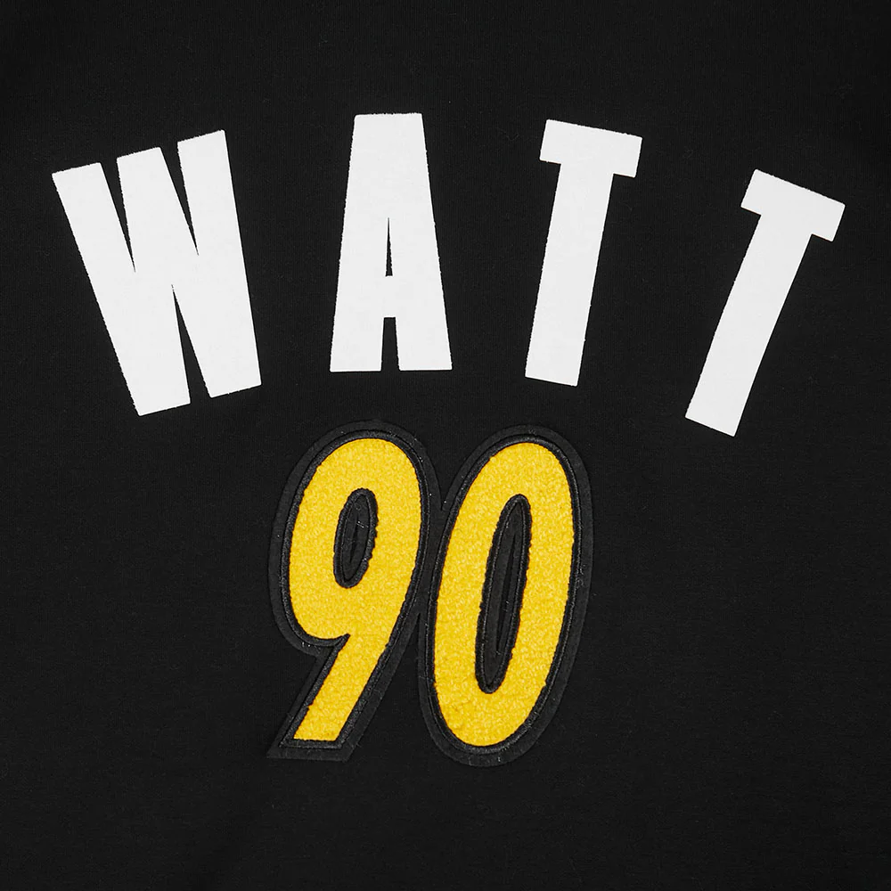 NFL PITTSBURGH STEELERS T.J. WATT #90 CLASSIC PNN MEN'S DK PO HOODIE (BLACK) - Image 6