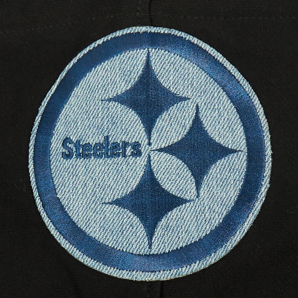NFL PITTSBURGH STEELERS VARSITY BLUES MEN'S PULLOVER HOODIE (BLACK) - Image 10