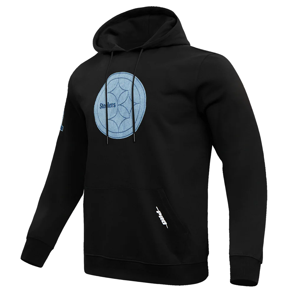 NFL PITTSBURGH STEELERS VARSITY BLUES MEN'S PULLOVER HOODIE (BLACK) - Image 4