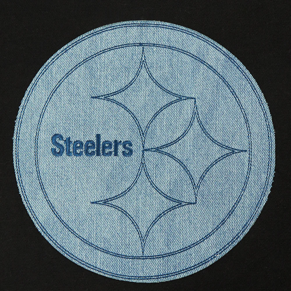 NFL PITTSBURGH STEELERS VARSITY BLUES MEN'S PULLOVER HOODIE (BLACK) - Image 7