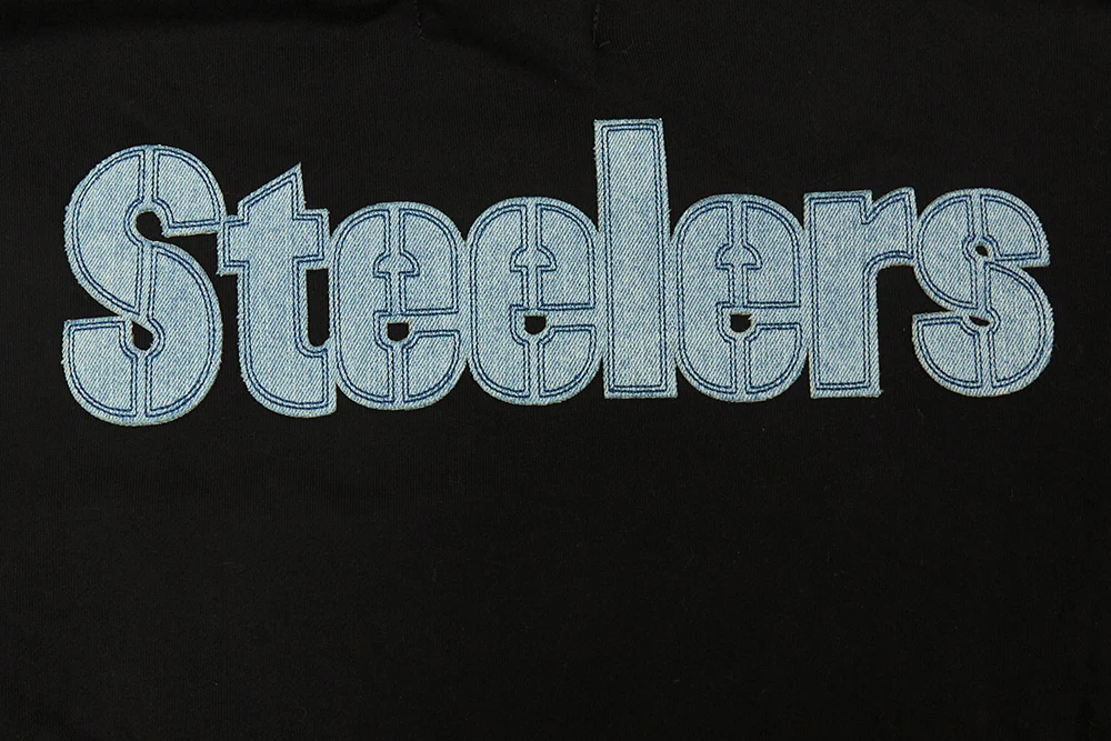 NFL PITTSBURGH STEELERS VARSITY BLUES MEN'S PULLOVER HOODIE (BLACK) - Image 9