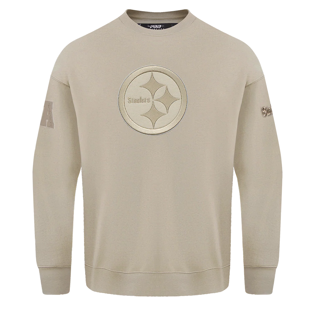NFL PITTSBURGH STEELERS NEUTRAL DROP SHOULDER FLEECE CREWNECK (TAUPE)