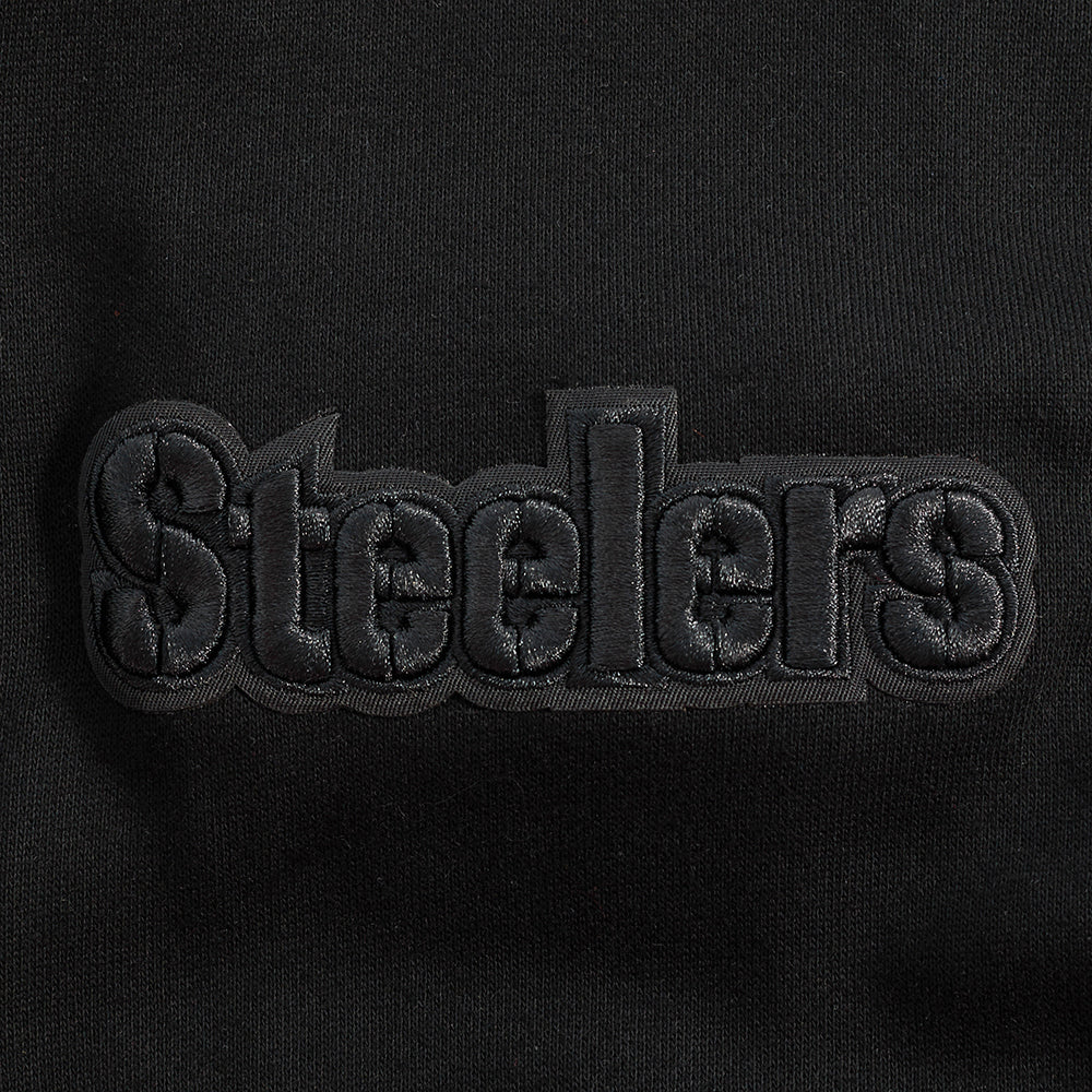 NFL PITTSBURGH STEELERS NEUTRAL DROP SHOULDER MEN'S PULLOVER HOODIE (BLACK) - Image 10