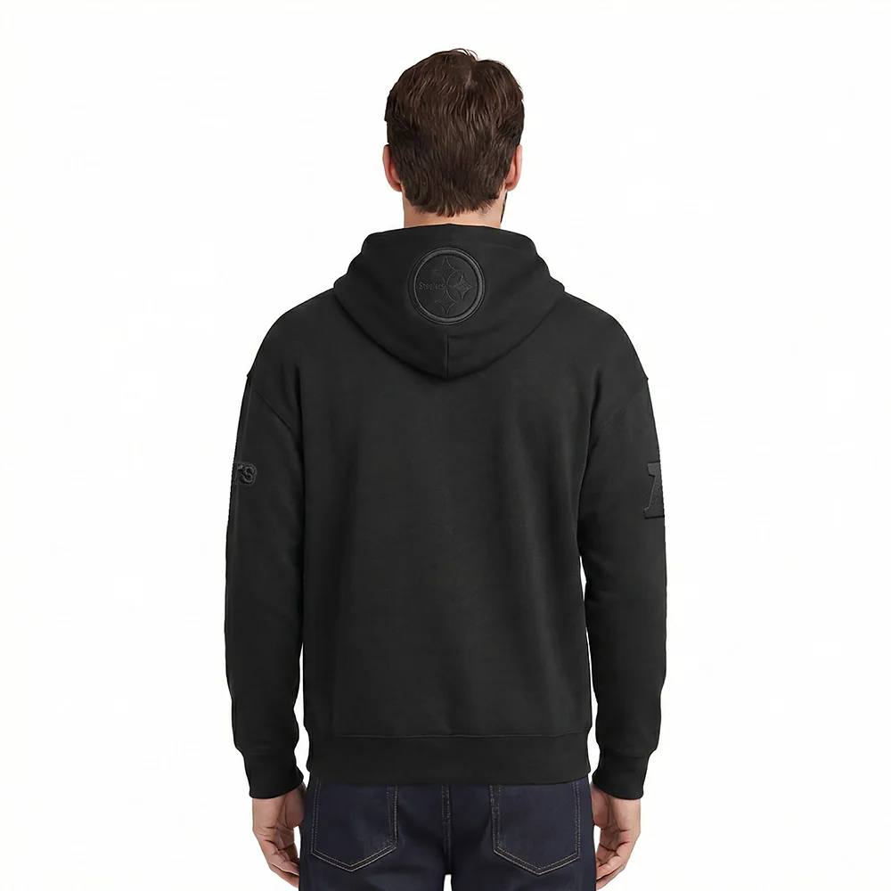 NFL PITTSBURGH STEELERS NEUTRAL DROP SHOULDER MEN'S PULLOVER HOODIE (BLACK) - Image 2