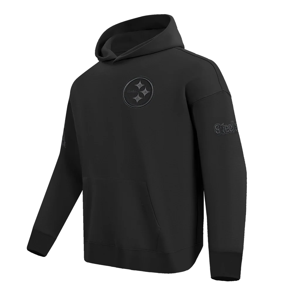 NFL PITTSBURGH STEELERS NEUTRAL DROP SHOULDER MEN'S PULLOVER HOODIE (BLACK) - Image 6