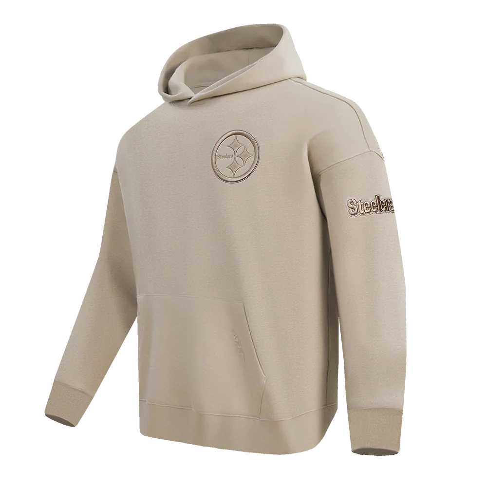 NFL PITTSBURGH STEELERS NEUTRAL DROP SHOULDER FLEECE PULLOVER HOODIE (TAUPE) - Image 2