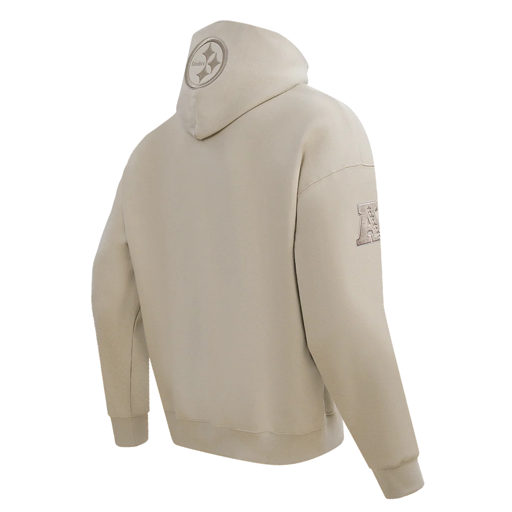 NFL PITTSBURGH STEELERS NEUTRAL DROP SHOULDER FLEECE PULLOVER HOODIE (TAUPE) - Image 3