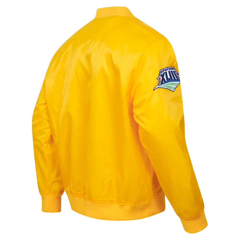 NFL PITTSBURGH STEELERS CHEST HIT MEN'SLOGO SATIN JACKET (BLACK) - Image 4
