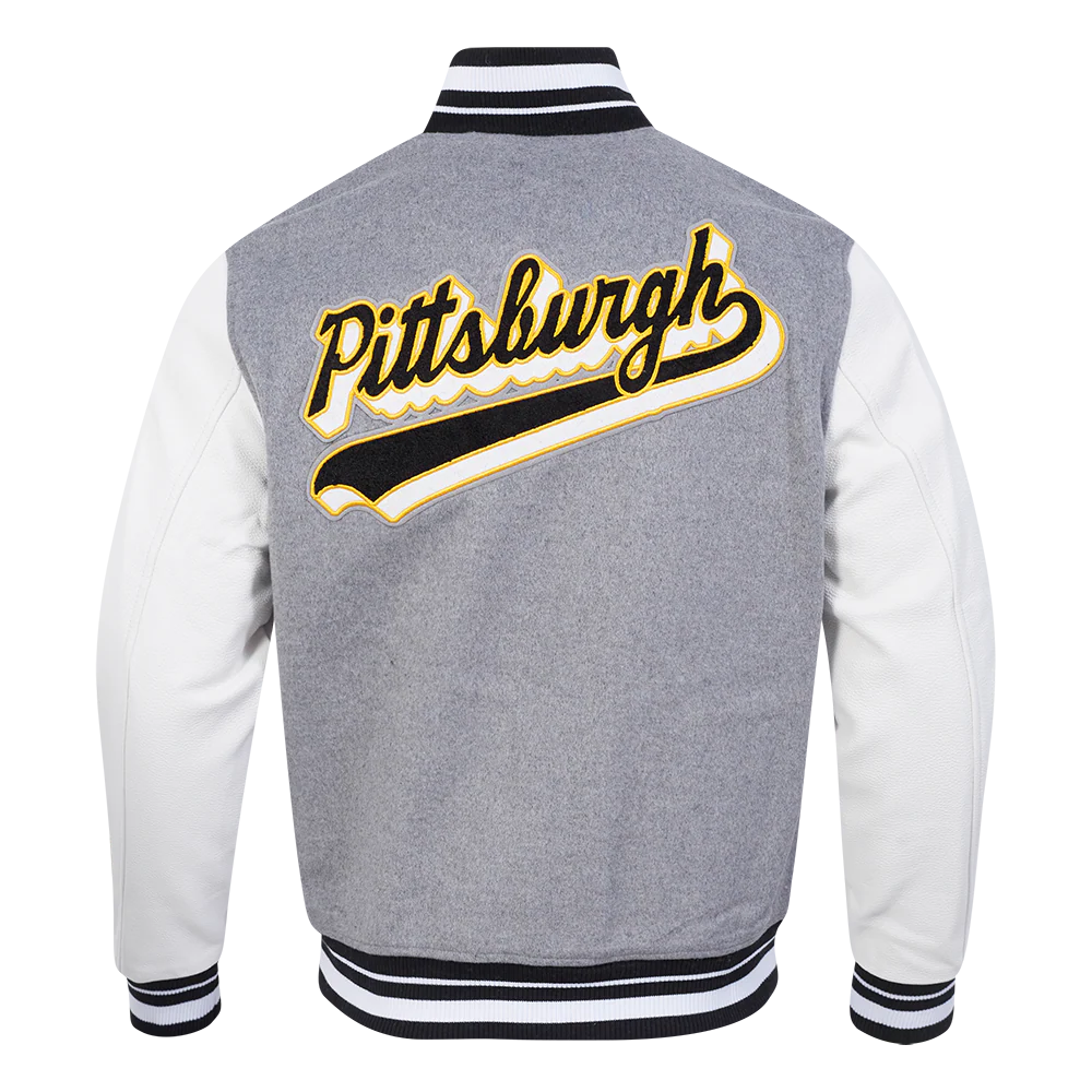 NFL PITTSBURGH STEELERS SCRIPT TAIL MEN'S RIB WOOL VARSITY (HEATHER GREY/WHITE/BLACK) - Image 7