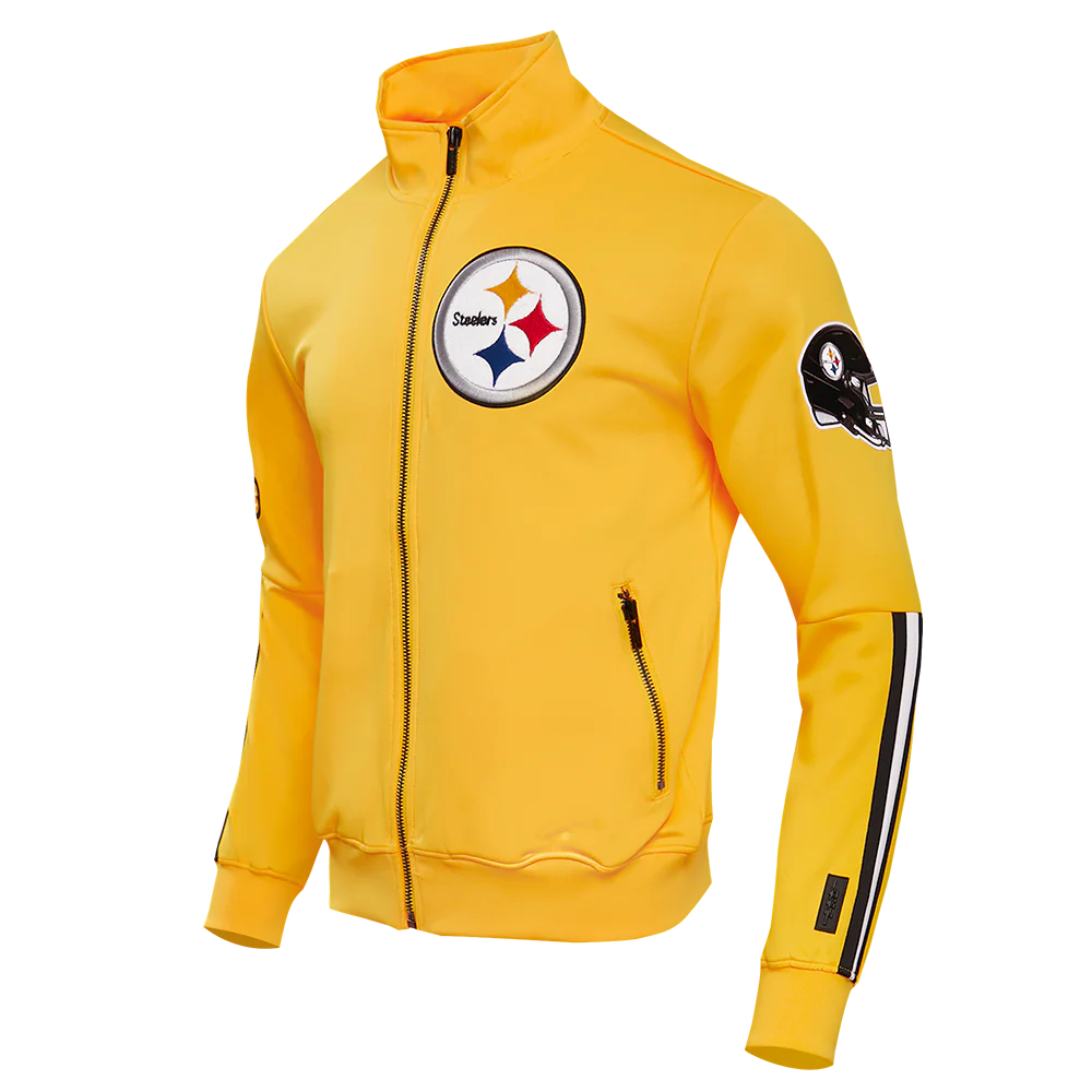 NFL PITTSBURGH STEELERS CLASSIC MEN'S DOUBLE KNIT TRACK JACKET (YELLOW/BLACK) - Image 2