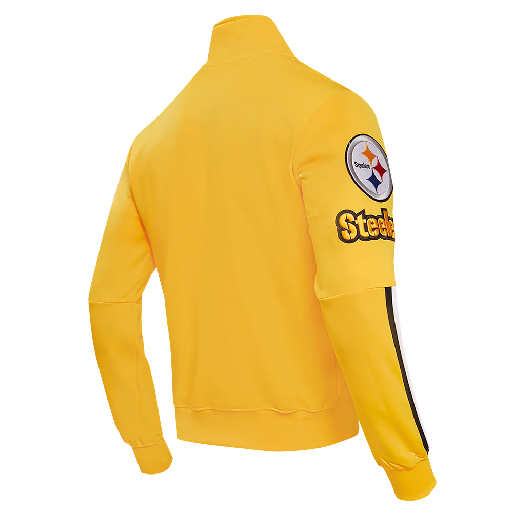NFL PITTSBURGH STEELERS CLASSIC MEN'S DOUBLE KNIT TRACK JACKET (YELLOW/BLACK) - Image 4