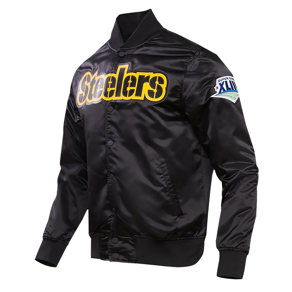 NFL PITTSBURGH STEELERS BIG LOGO MEN'S SATIN JACKET (BLACK) - Image 10