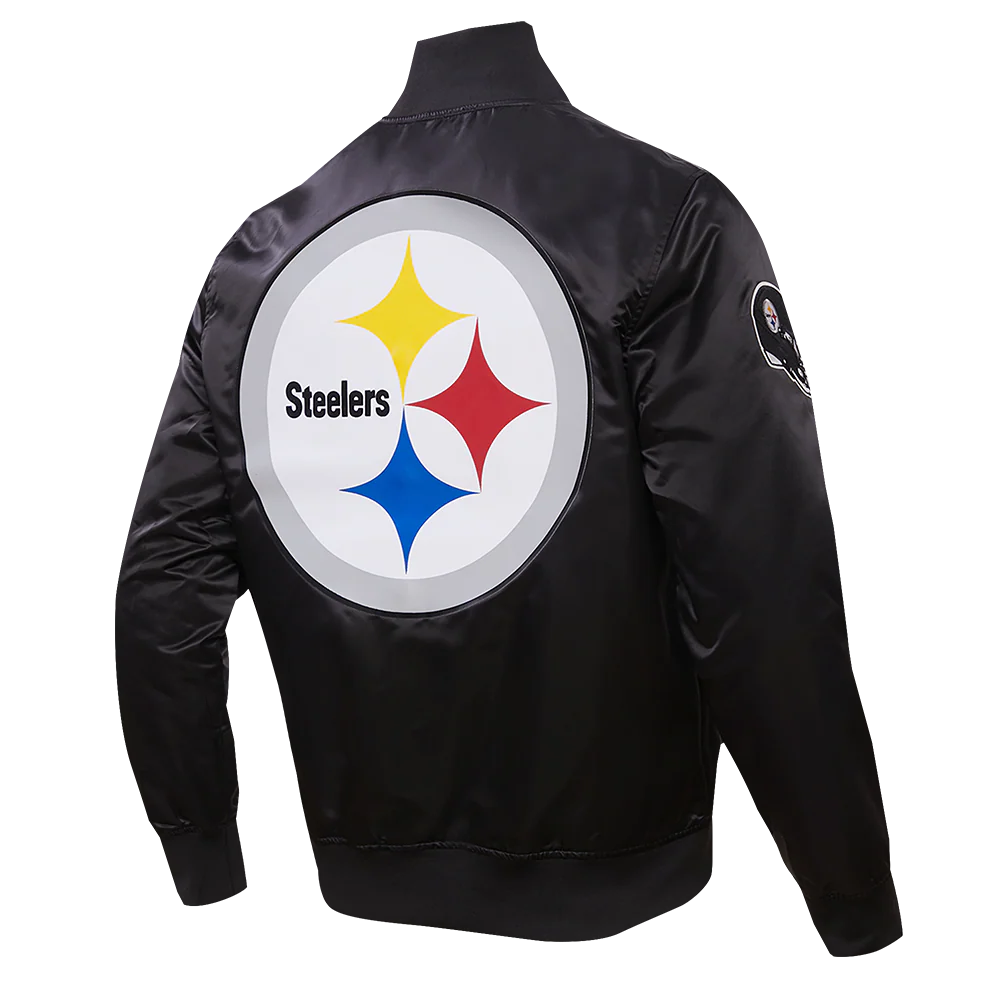 NFL PITTSBURGH STEELERS BIG LOGO MEN'S SATIN JACKET (BLACK) - Image 12