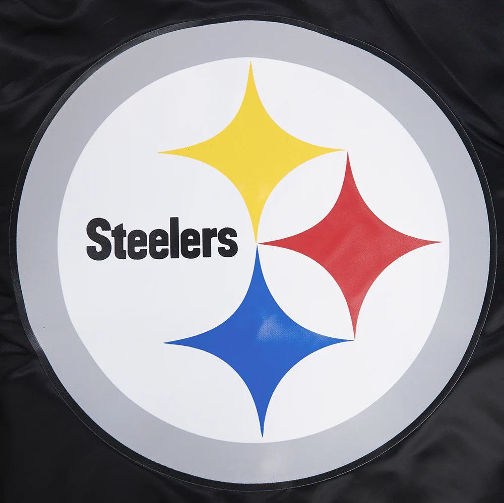 NFL PITTSBURGH STEELERS BIG LOGO MEN'S SATIN JACKET (BLACK) - Image 5