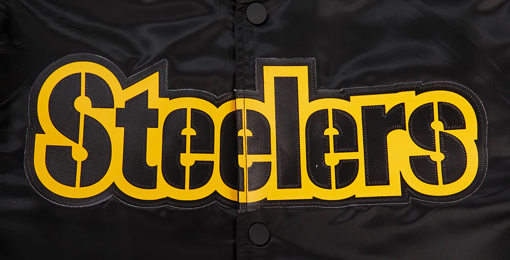 NFL PITTSBURGH STEELERS BIG LOGO MEN'S SATIN JACKET (BLACK) - Image 6