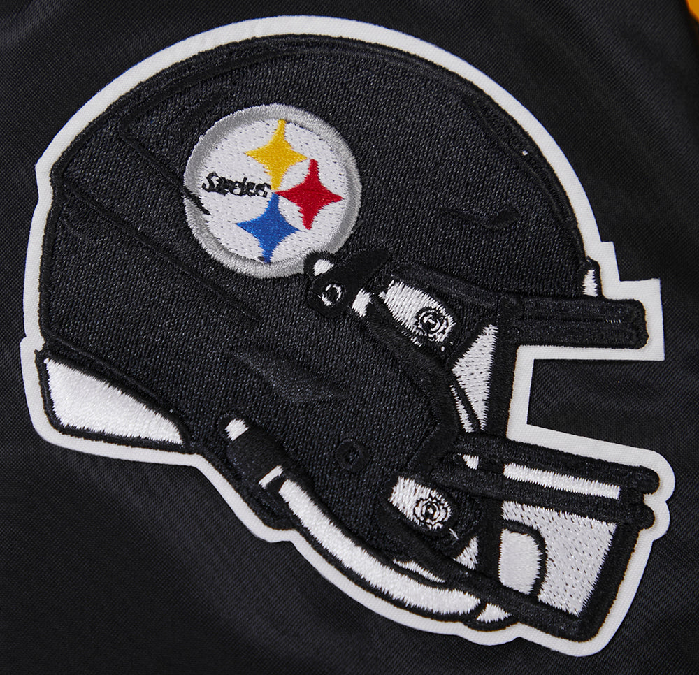 NFL PITTSBURGH STEELERS BIG LOGO MEN'S SATIN JACKET (BLACK) - Image 8