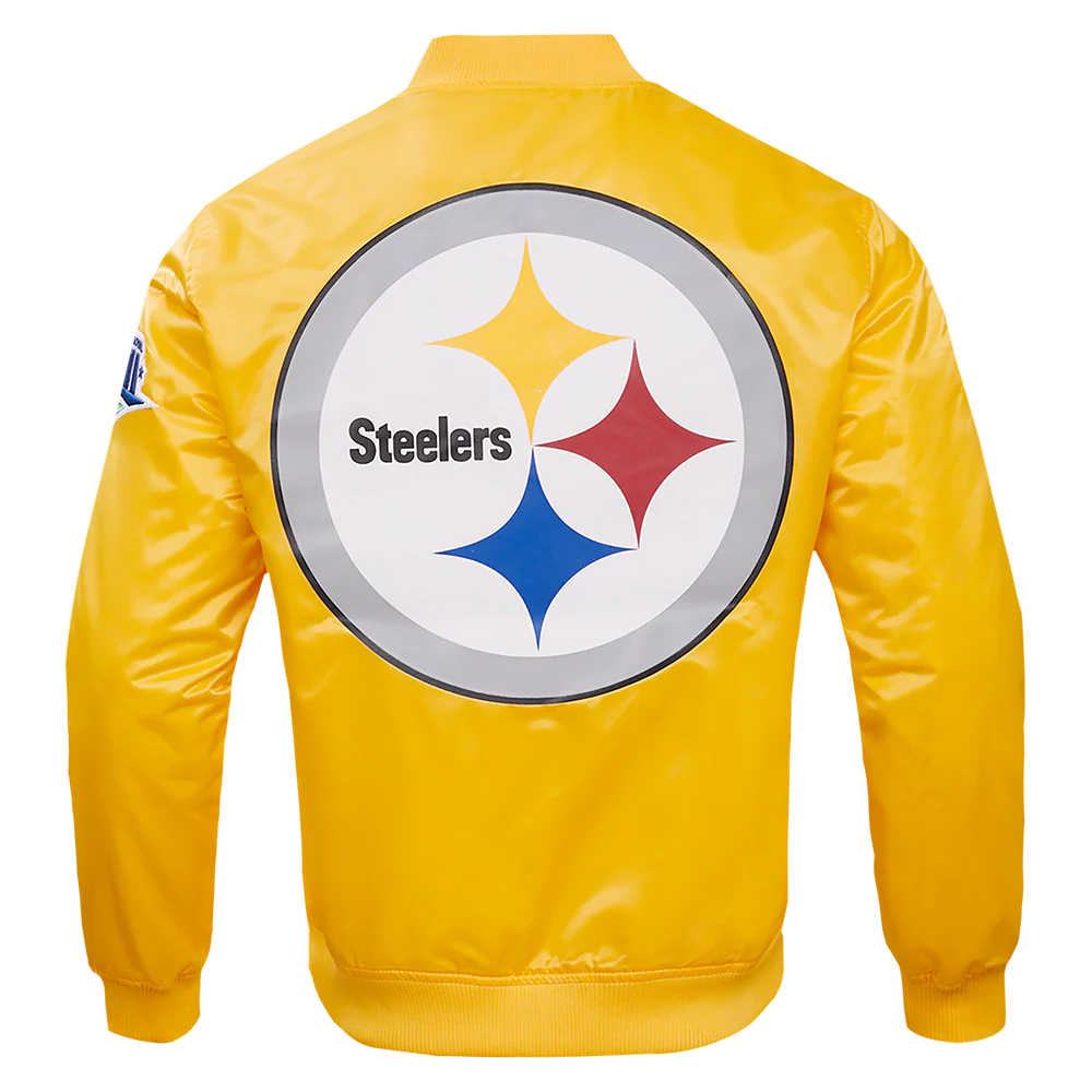 NFL PITTSBURGH STEELERS BIG LOGO MEN'S SATIN JACKET (YELLOW) - Image 3