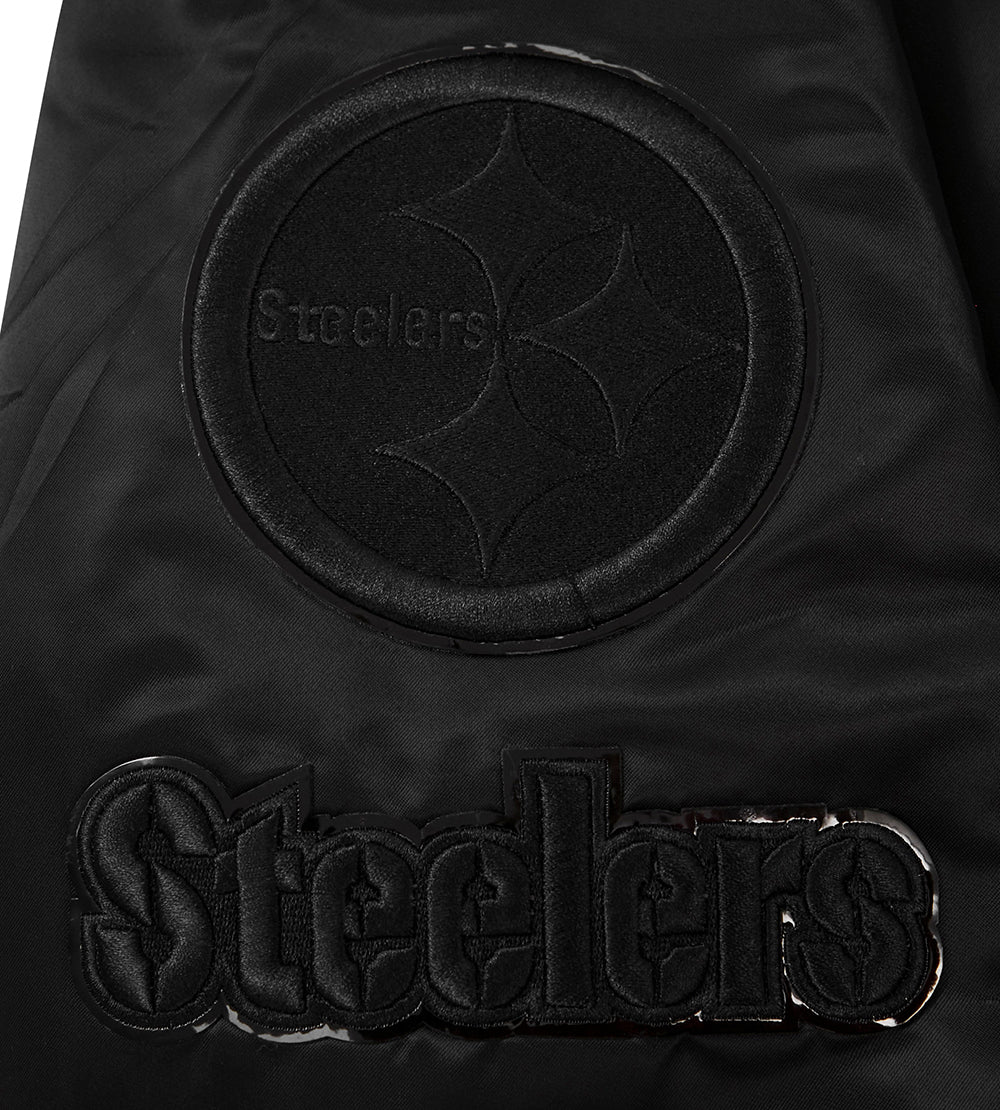 NFL PITTSBURGH STEELERS TRIPLE BLACK MEN'S SATIN JACKET (TRIPLE BLACK) - Image 7