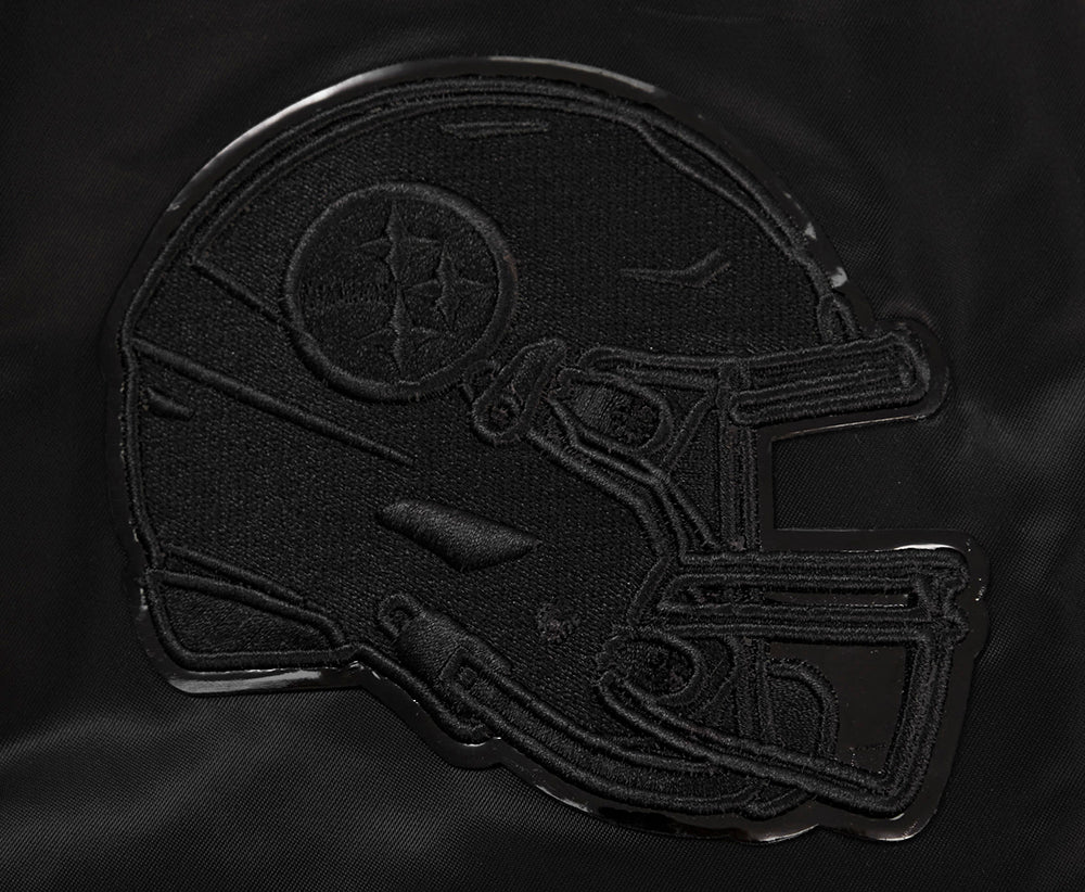 NFL PITTSBURGH STEELERS TRIPLE BLACK MEN'S SATIN JACKET (TRIPLE BLACK) - Image 8